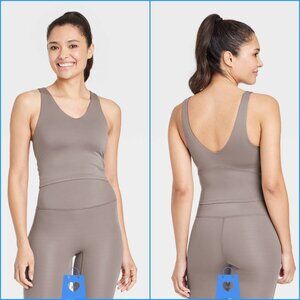 XL - Womens Light Support V-Neck Cropped Sports Bra - All In Motion - Brown